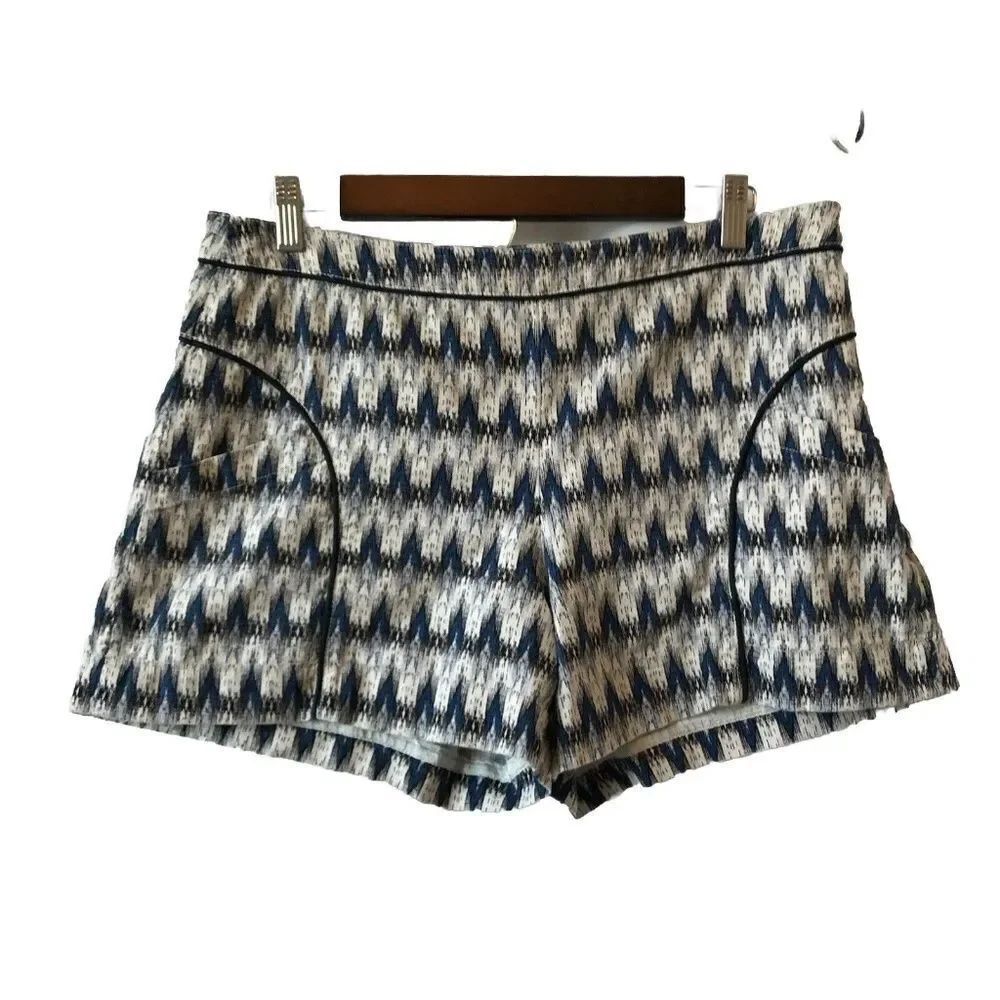Anthropologie Cartonnier Larimar Ikat Blue Motif High Waist Short Womens 10